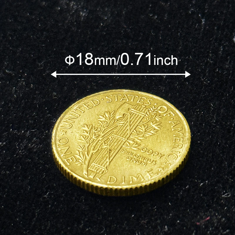 لنا الزئبق نشرة الذهب نسخة طبق الأصل ، عملة تذكارية ، عشرة سنتات واحدة ، ميدالية اللعب الاصبع ، ديكور المنزل