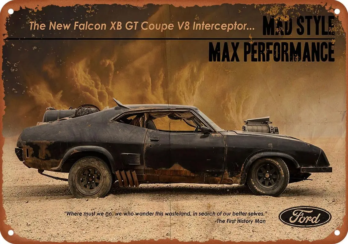 Mad Max Interceptor Poster Vintage Metal Tin Sign For Office/Home/Classroom/Bathroom Decor 8X12 Inch