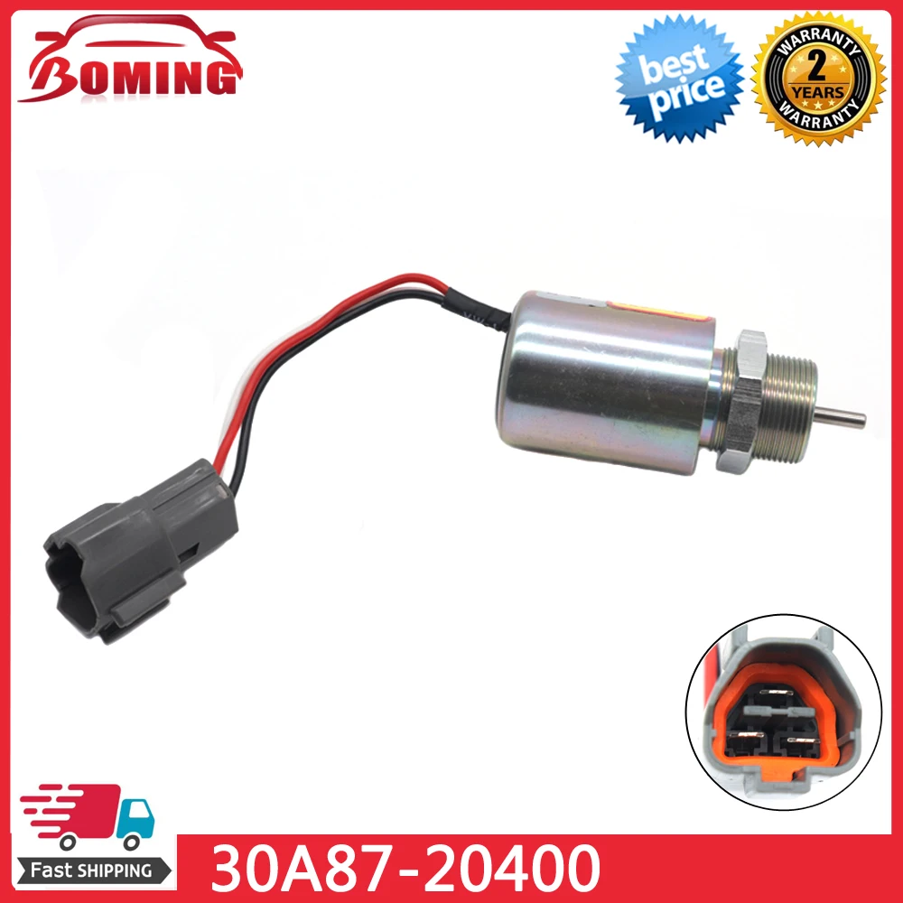 12V Car Fuel Shut Off Solenoid 30A87-20400 For Mitsubishi L2E L3E S3L S4L Engine Volvo EC15 Stop Solenoid 30A87-20404 30A8710400