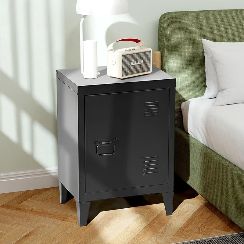 Nordic Style Iron Bedside Table, Steel Storage Cabinet, Creative Bedroom Square Metal Storage Side Cabinet, Home Furniture