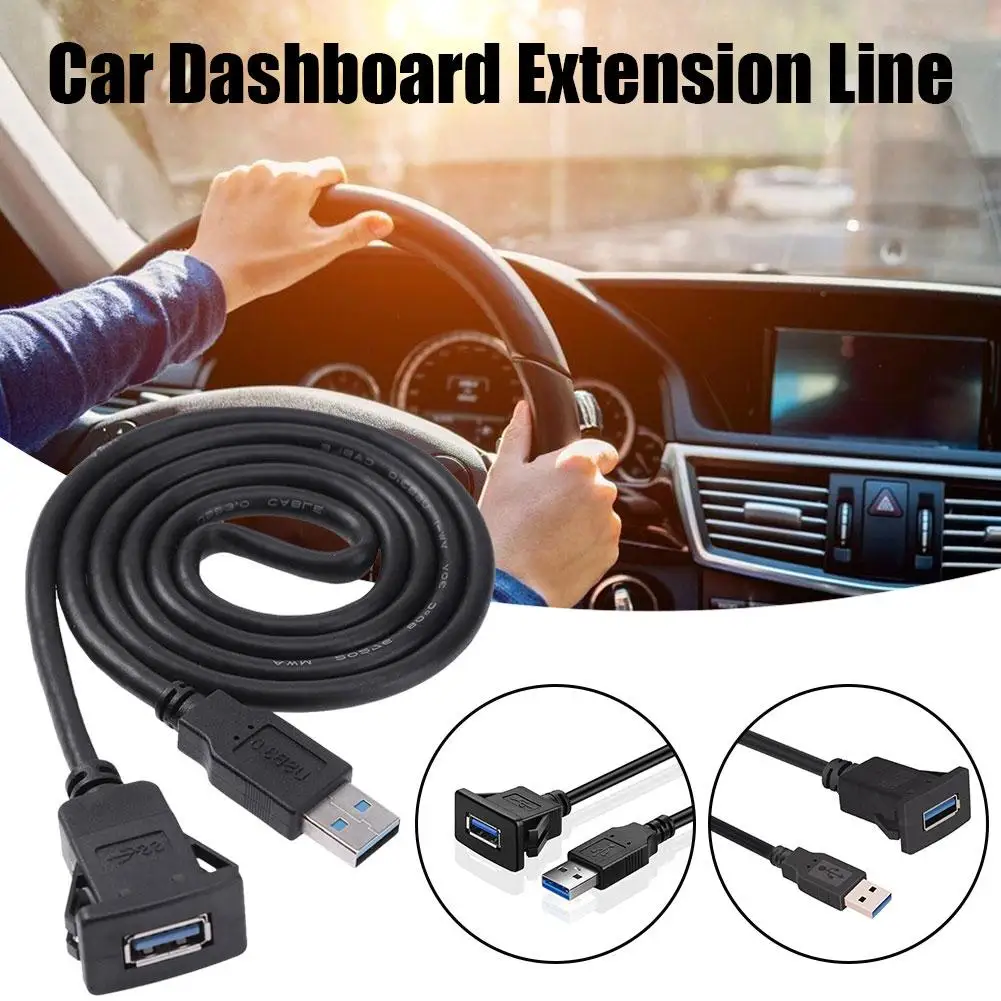 

Car RV USB Socket Cabe USB2.0 Auto Car Flush Mount Extension Cord Dashboard Panel Square USB Cable 1M For Motorhome H7P2