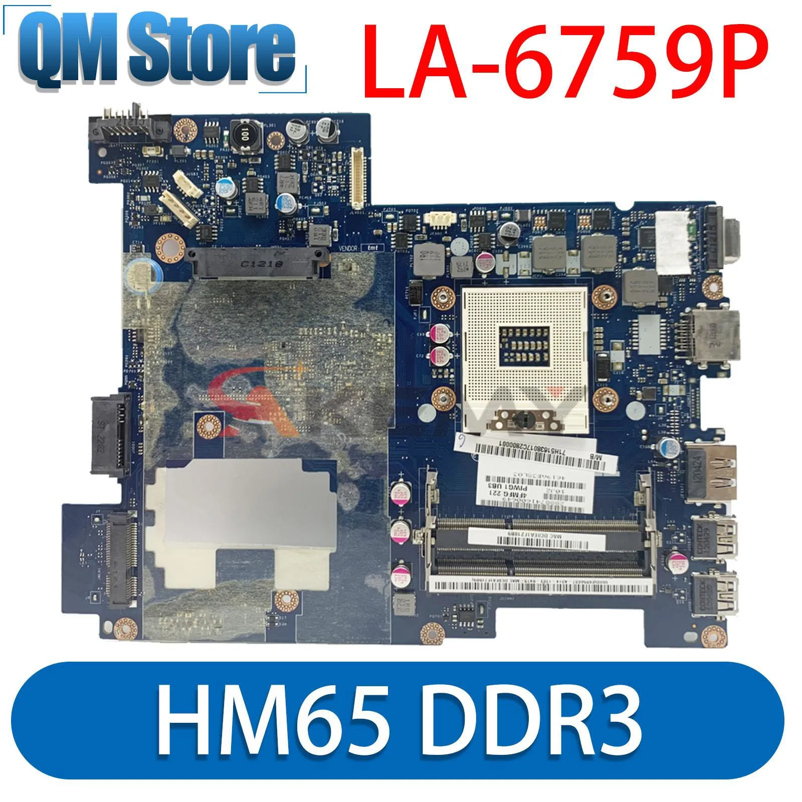 

PIWG1 LA-6759P Mainboard For Lenovo Ideapad G470 Laptop motherboard HM65 DDR3 GMA not With HDMI Test work ok