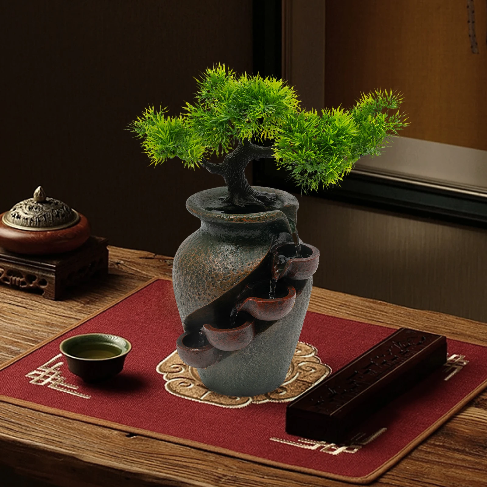 

Tabletop Fountain Mini Waterfall for Indoor Spaces Relaxation Water Feature Home Office Countertop Decoration Crafts
