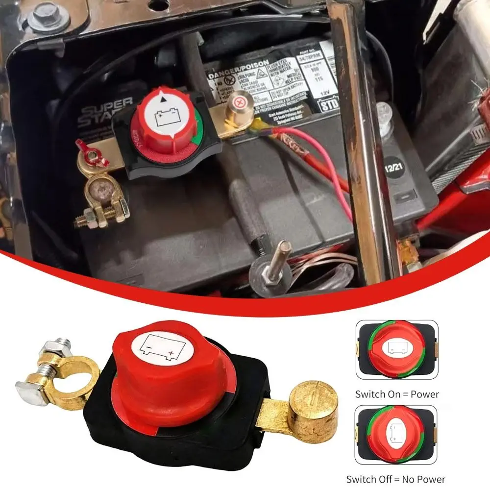 Durable Top Post Battery Disconnect Switch 12-24V Waterproof Battery Cut Off Switch On/Off Battery Isolator For Cars/Rvs/Boats