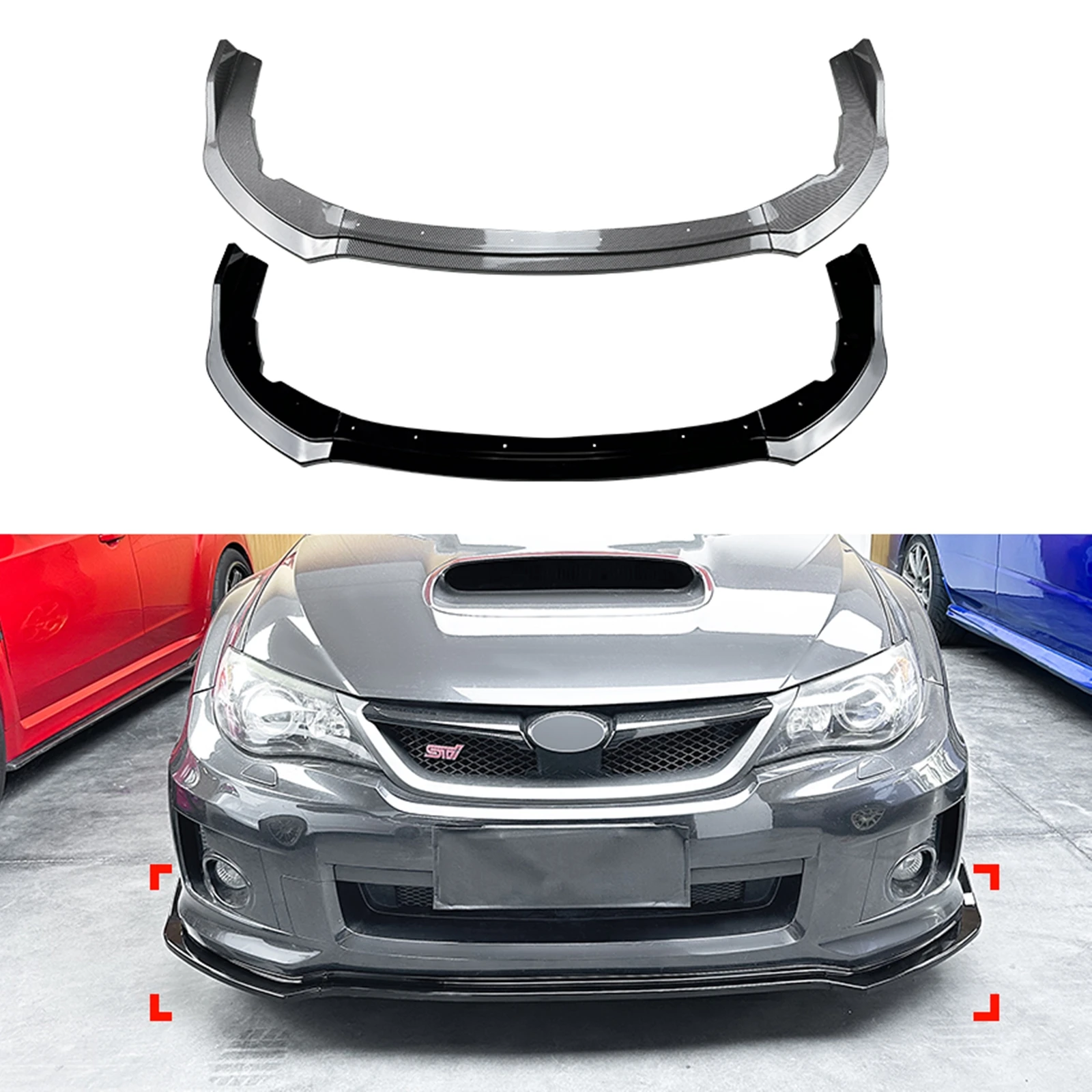 

Front Bumper Spoiler Lip For Subaru Impreza WRX STI 2011 2012 2013 2014 Carbon Fiber Look/Gloss Black Car Lower Splitter Blade