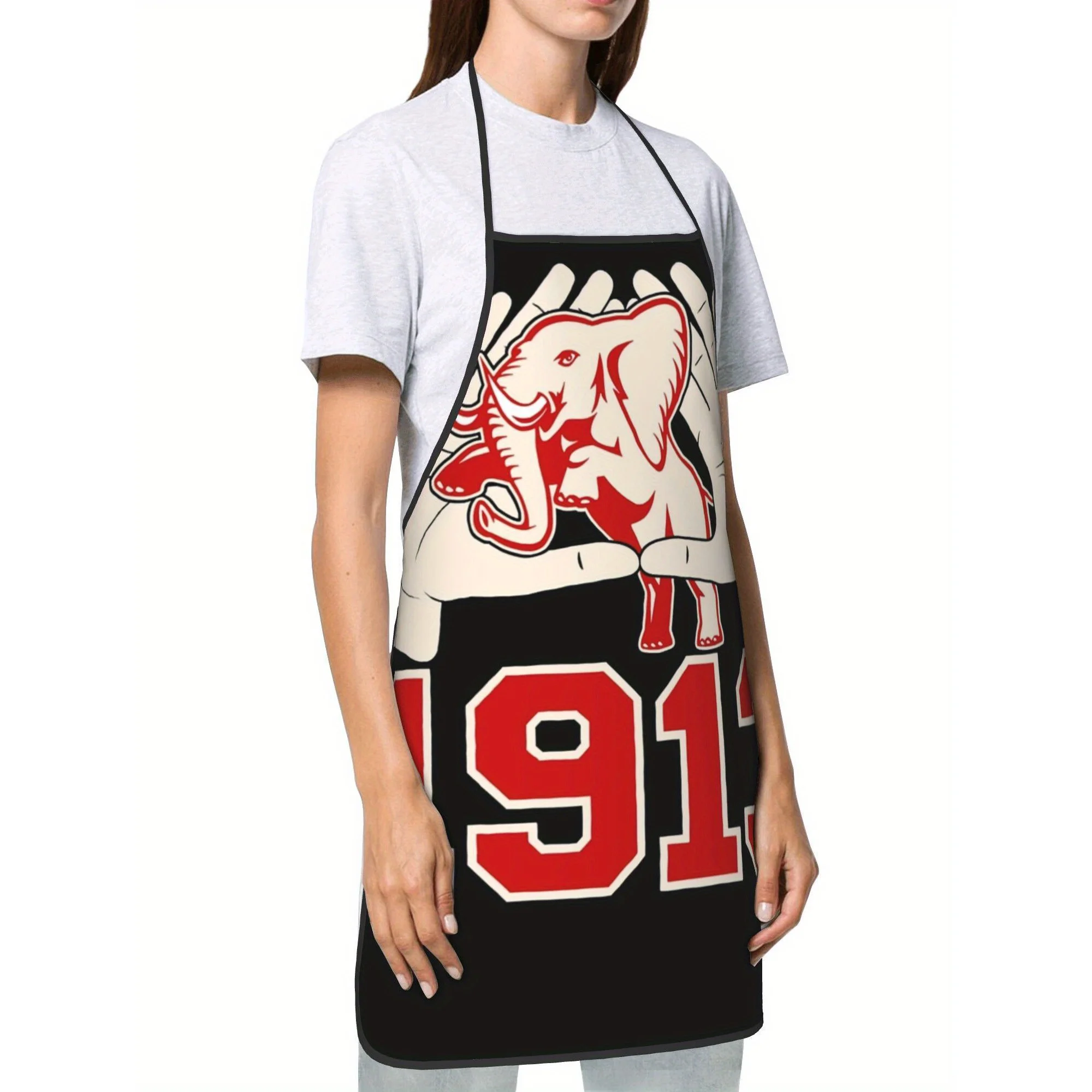 Retro Red Elephant Hand Sign 1913 All Over Print Waterproof Cooking Apron For Sorority Sister Backyard BBQ Home Kitchen