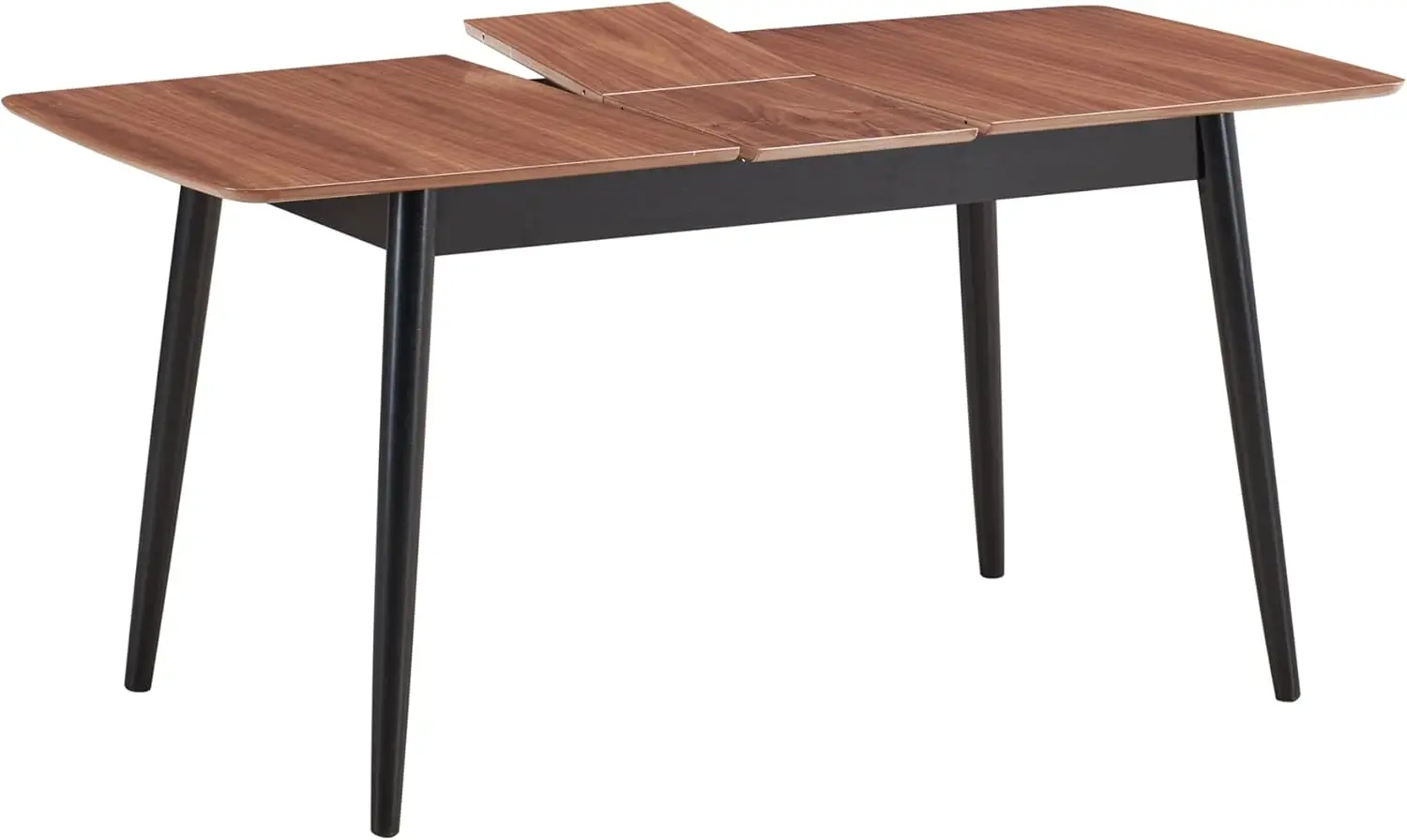 Meja Makan alami dan hitam dengan daun ekstensi