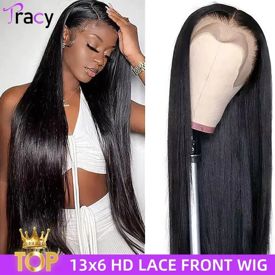 30‘’ Long Straight human hair lace frontal wig hd lace wig 13x6 human hair PrePlucked lace frontal wigs Tracy Hair ready to wear