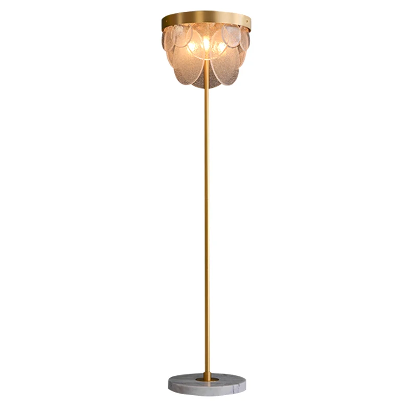 

Nordic Luxury Brass Floor Lamp Home Decor Creative Copper Standing Light Marble Livingroom Bedroom Study Room Corner Reading