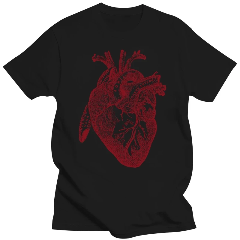 Print Tee Men Short Sleeve Clothing Big Heart Anatomy Anatomical Illustration Drawing Art Unique T-Shirtcustom T Shirts