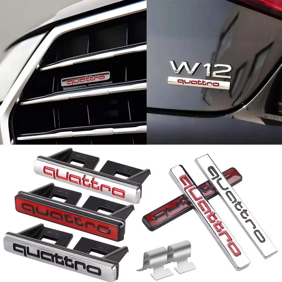Car Front Grille Badge Body Trunk Decoration Sticker For Audi A3 A4 A6 B8 RS6 Sline A2 B6 C6 S3 S6 A1 Q6 8P Q3 A7 A8 Q5 C5 C7 Q1