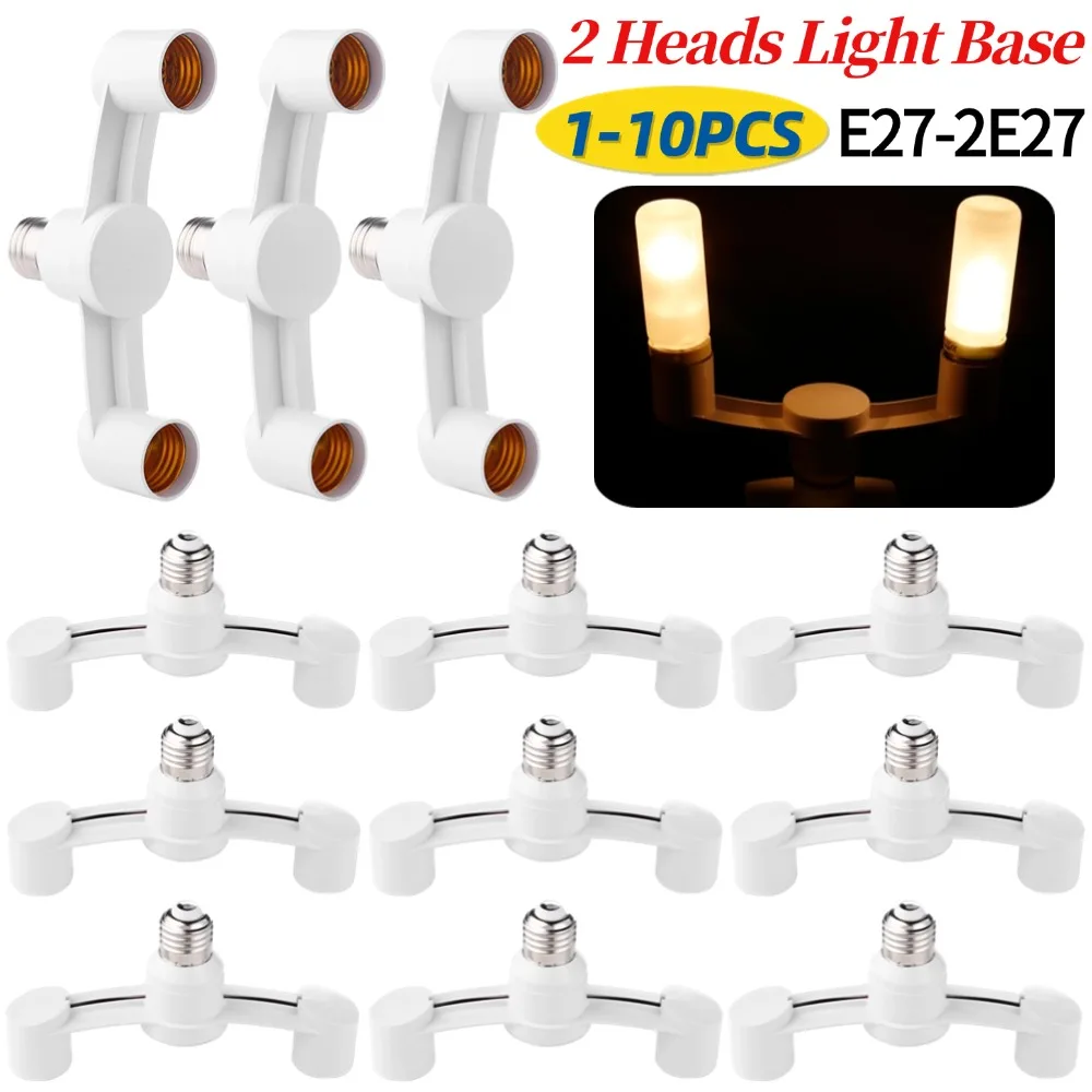 1-10Pcs E27 portalampada a lampadina a LED 85-285V 2 teste E27 presa di Base Splitter portalampada a LED portalampada adattatore convertitore