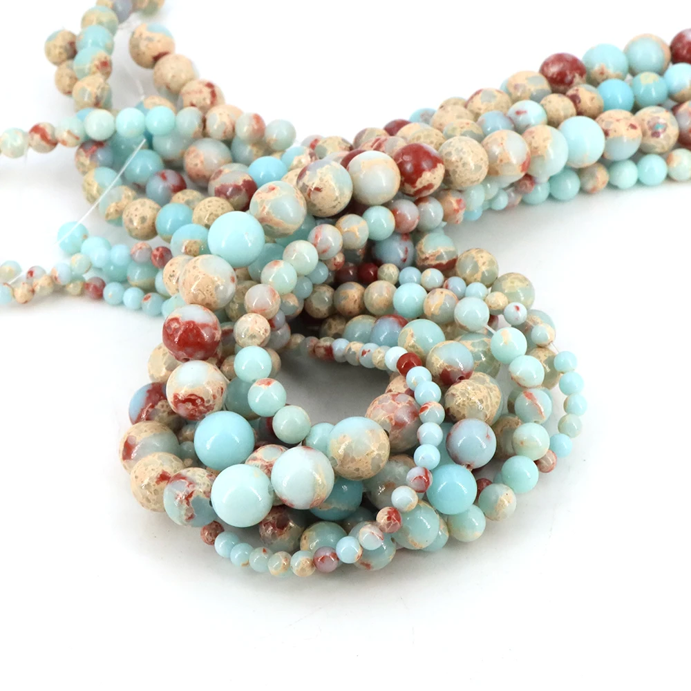 Shoushan Stone Beads Snakeskin Round Loose Spacer Beads 4 6 8 10mm for Jewelry Making Diy Necklace Bracelet Crafts Accessories