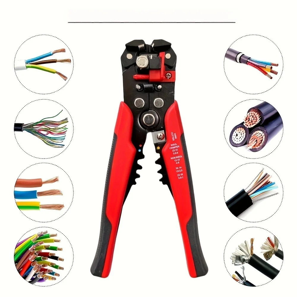 

Professional Electrician's Automatic Wire Stripper - Multi-Function 24-10AWG Range Quick Peel & Cut Cable Crimping Tool