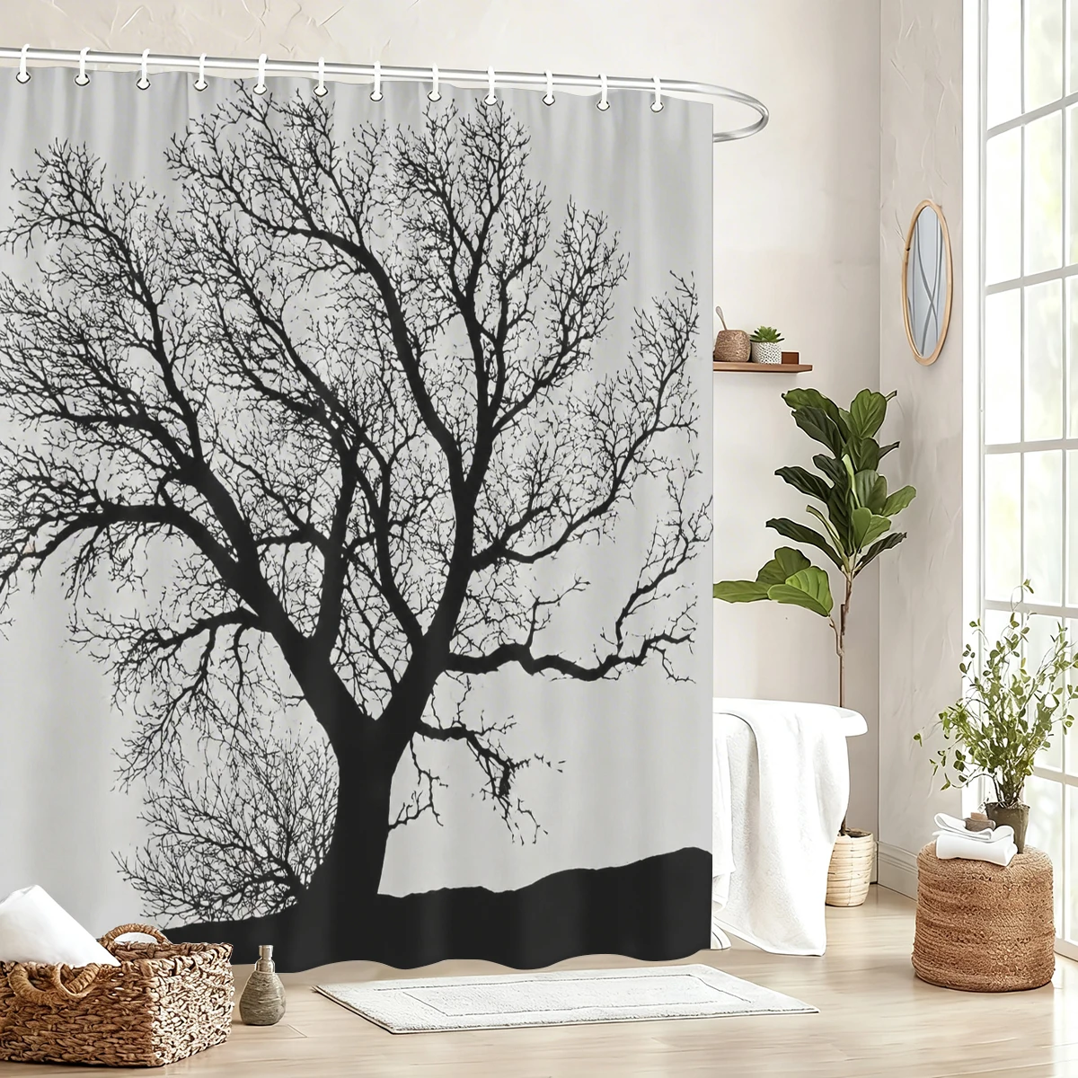 Stylish Graphic Printed Polyester Bathtub Curtain - Humorous & Trendy Bathroom Decor, Unique Themed Shower Curtain