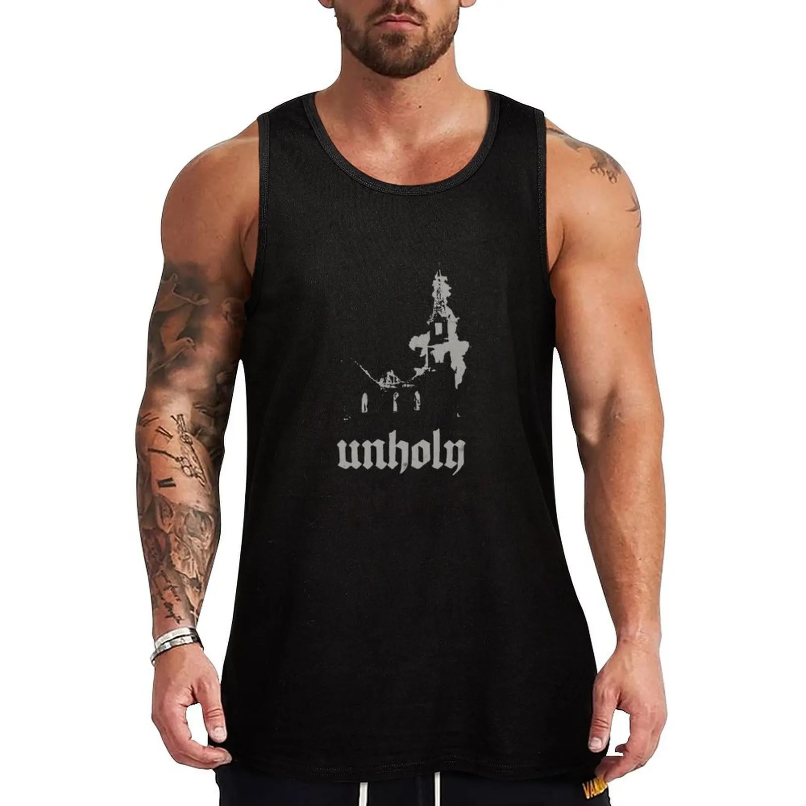 Burning Church Occult Antichrist Atheist Satan Metal design Tank Top men clothes T-shirt man