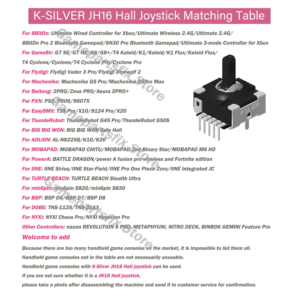 ジェミニ L D4DJ 実機+チャンボバイブONOFFスイッチ 2/10pcs JH16 Hall Joystick for Gamesir G8 Machenike G5 Pro