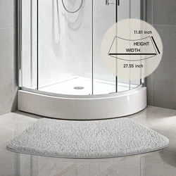 Curved Bath Rug, Non Slip Microfiber Soft Absorbent Fanned Shower Mats Washable Bathroom Rug Corner Bath Tub Floor Carpe