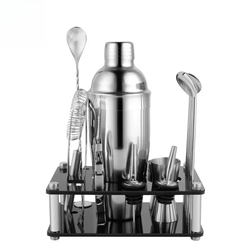 

Hot Sale Bar Accessories Tools Stainless Steel Cocktail Shaker Set with Acrylic Stand