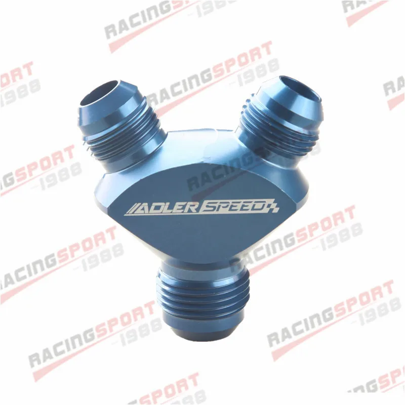 Universal AN4-AN4-AN4 Aluminum Y Block Adapter Fittings Adaptor Black Y Type Oil Pipe Joint Black/BLUE