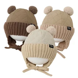 Gorro de invierno para bebé, gorro grueso con forro de algodón, pompón coreano, accesorios para niños de 0 a 18 meses