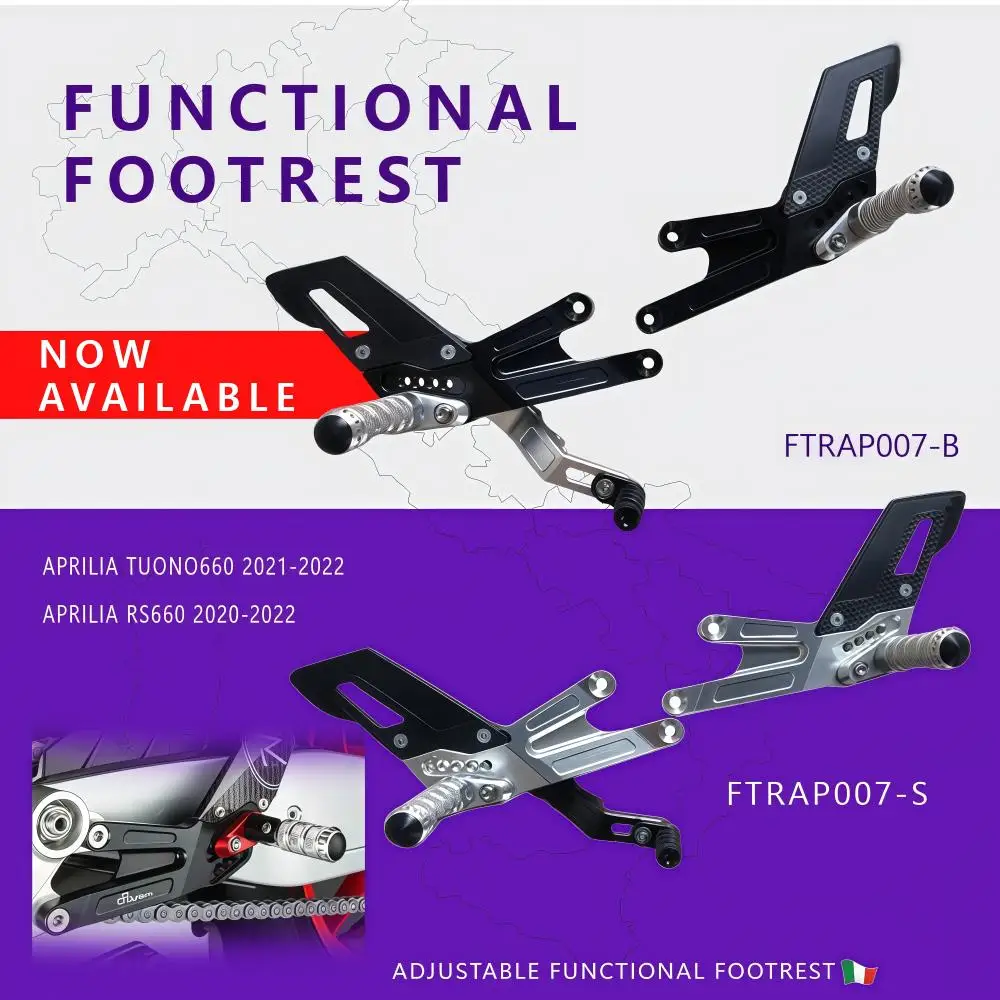CNC Machined Rearset Footrest Kit For APRILIA TUONO660 2021 2022 RS660 2020 2021 2022