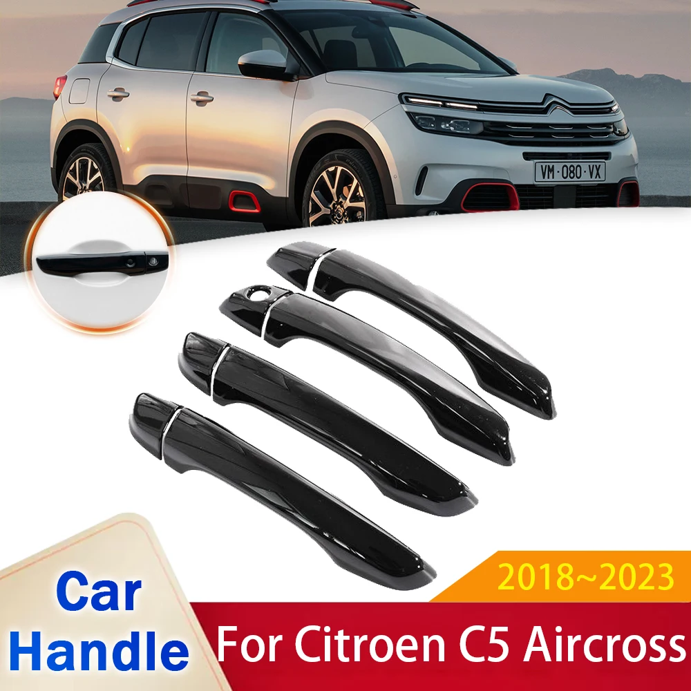 

for Citroen C5 Aircross 2018 2019 2020 2021 2022 2023 Gloss Black Outer Door Handle Cover Stickers Car Protective Accessories