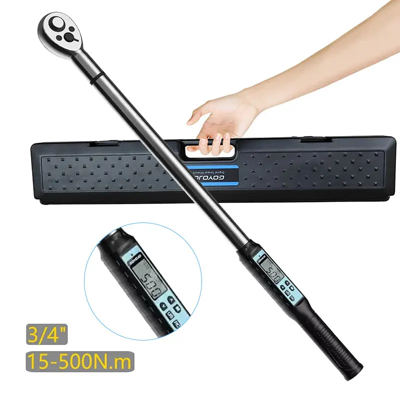 Digital Torque Wrench 500N.m 3/4 Professional Torque Adjustable Wrench Data Save Motorcycle Car Bicycle Repair Torque Tool Key