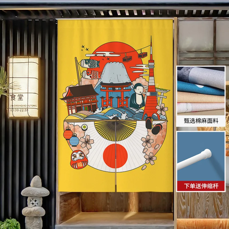 VIKAMA Half Door Curtain Divider No Drill Japanese Room Kitchen Bedroom Bathroom Entrance Decor Linen for