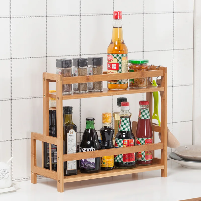 

Kitchen Seasoning Rack Multifunctional Storage Rack Knife Rack Chopping Board Rack Bamboo Storage Shefl Kitchen Supplies