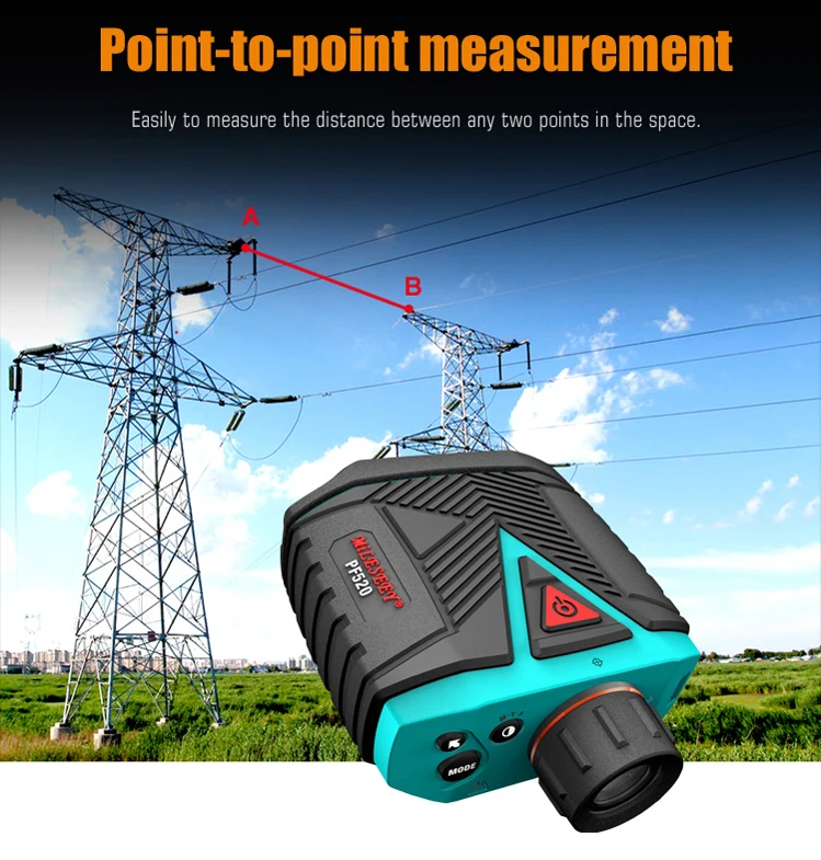 Mileseey PF520 IP65 8X Telescope Magnification Long Distance 2000m Golf Rangefinder Laser GPS Hunting Rangefinder With Wireless