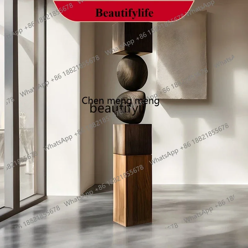 

Wood carving floor-to-ceiling ornaments Hotel sales office Staircase entrance Decorative art sculpture installation