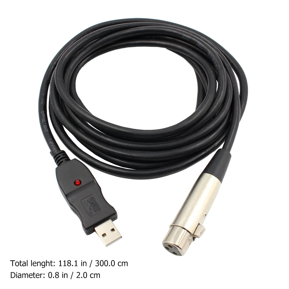 

USB to Cable Converter Cable 3M PVC Audio Connector Male USB to Female XLR Converter Professional Microphone Core