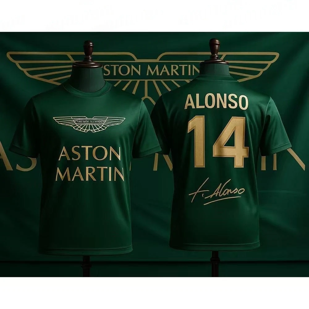 

Футболка Aston Martin 2026 Racing Team Fernando Alonso No. Футболка 14, командный гоночный костюм испанских гонщиков, быстросохнущая футболка для регби