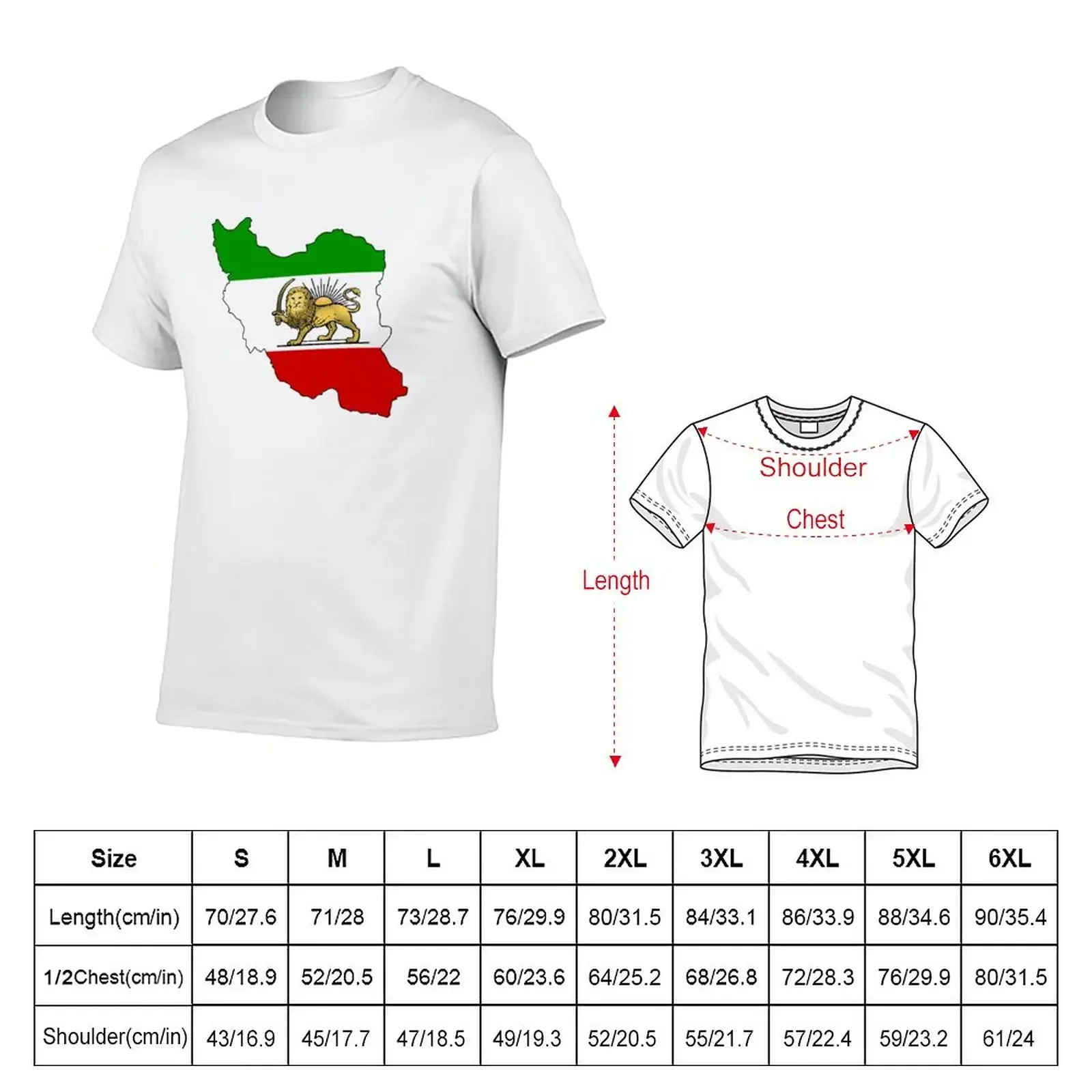 Lion & Sun Flag Map of Iran T-Shirt tees customs design your own quick drying mens clothes