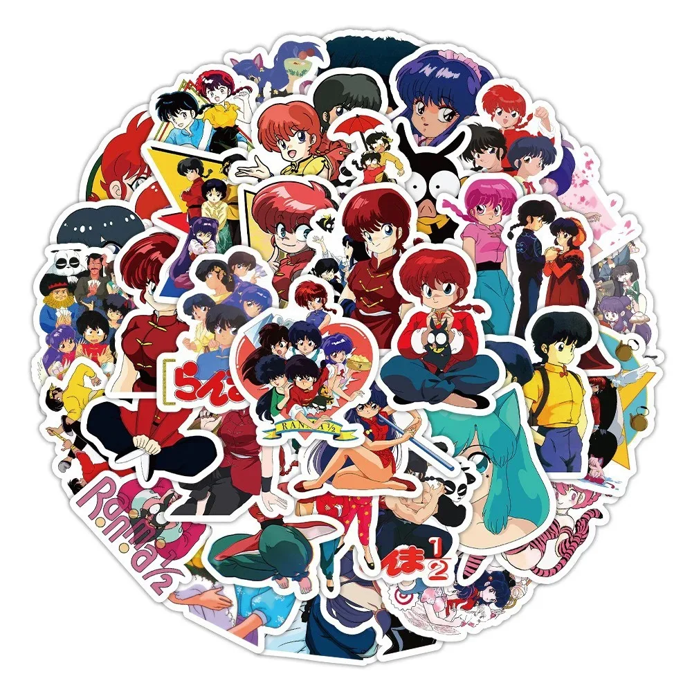 50pcs Ranma 1/2 Anime Stickers Ranma Akane Cartoon Sticker Aesthetics Laptop Luggage Phone Skateboard Kuonji Ukyo Decals