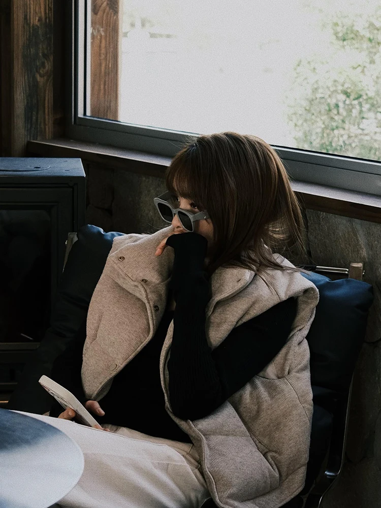 

Korean Sle Lazy Aosphere Thiened Cotton Vest Women's Autumn Winter Loose Outerwear Slimming Warm Svel Jaet