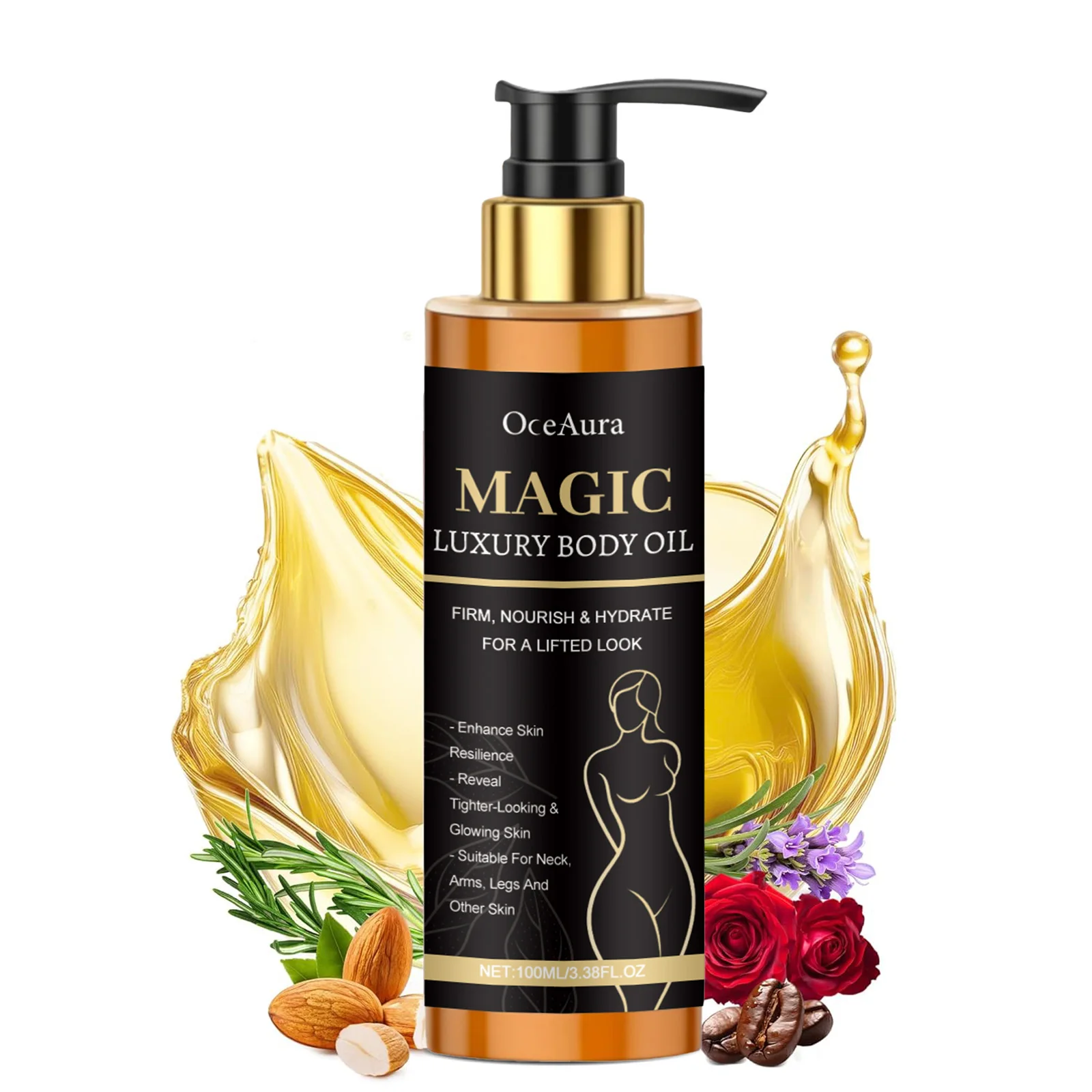 Aceite corporal reafirmante de lujo, lifting y reafirmante para mejorar la elasticidad, brillo, nutrición hidratante, cuidado de la piel brillante, 100ml