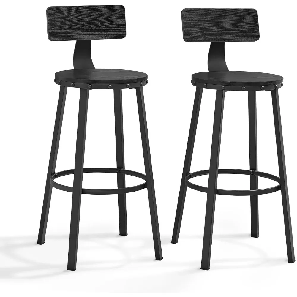 

Bar Stools Bar Height Barstools with Back, 28.7 Inches Counter Stools Bar Chairs with Backrest, Steel Frame, Easy Asse