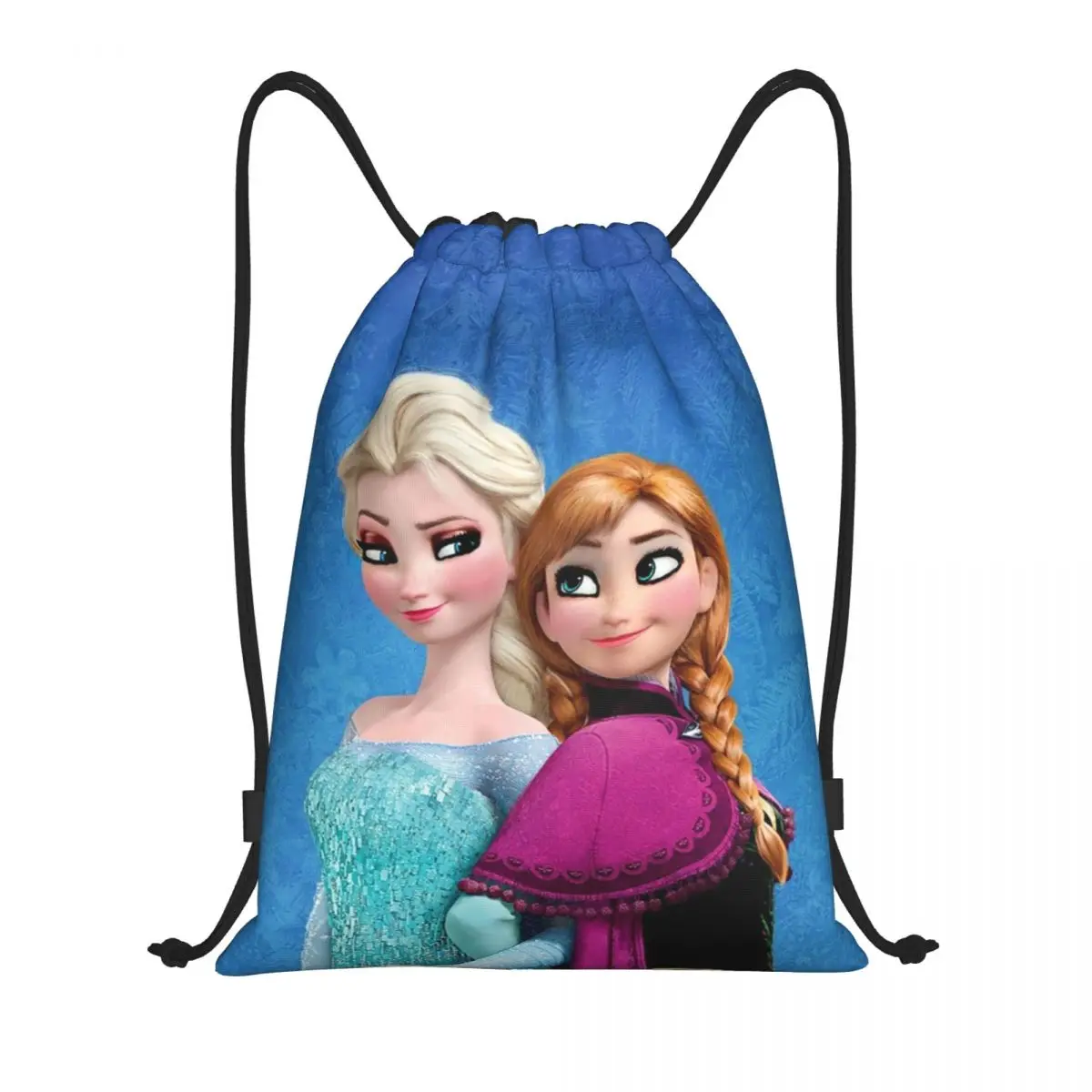 Custom Elsa Anna Princess Frozen Drawstring Bags Men Women Foldable Gym Sports Sackpack Anime Cartoon Training Backpacks