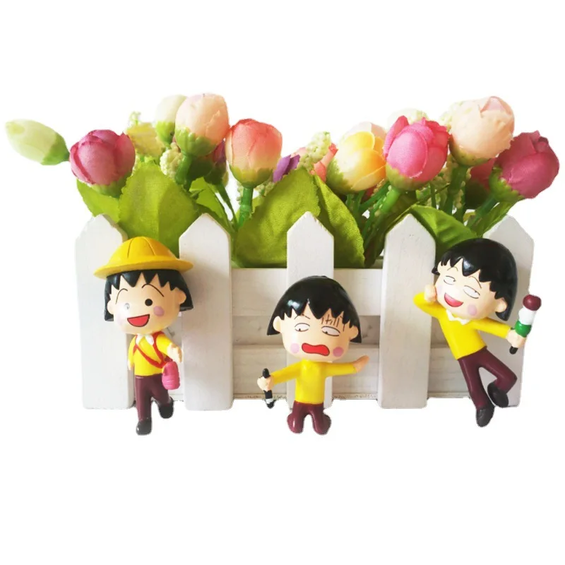 12 pz/set Chibi Maruko-Chan PVC Action Figure Anime Cartoon Mini Modello di Auto Decorazione Del Desktop Giocattolo di Fascino Regalo Di Compleanno Per Bambini