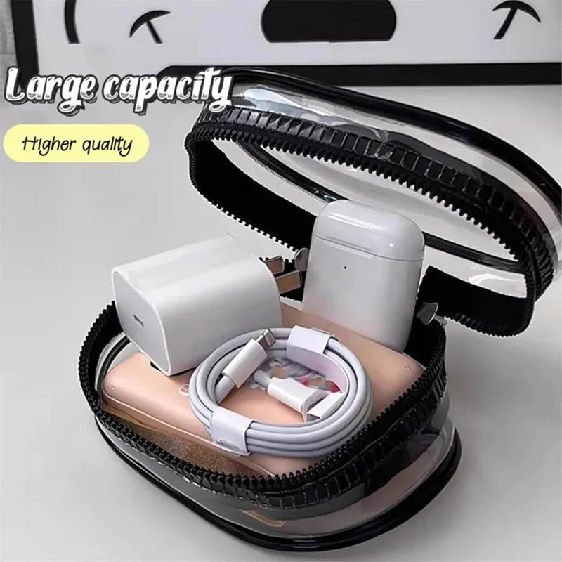 Mini Data Cable Storage Bag Transparent PVC Charger Earphone Carrying Pouch Portable Waterproof Digital Electronic Organizers