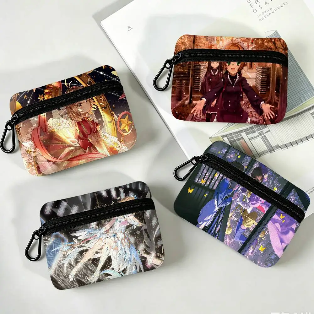 Cardcaptor Sakura Magic Circle Oxford Cloth Zipper Coin Purse Portable Hanging Key Pouch Organizer For Travel Cosmetic Bag