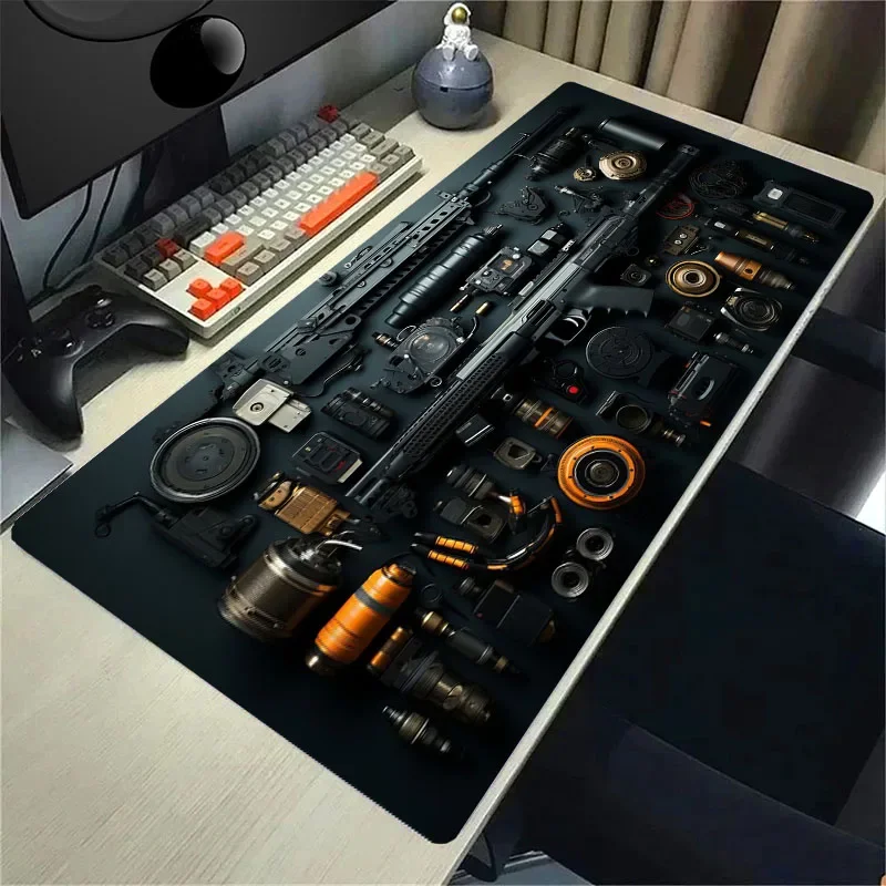 Oval Tactical Gun Large Mouse Pad Precision Gaming Design Desk Pads Anti-Slip Rubber Bottom 800X400 Washable Surface Office Mat