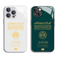 Algeria Passport Metallic-Color Phone Case For iPhone X XR XS 16 15 14 13 12 Mini 11 Pro Max 7 8 SE20 Plus Glass Hard Cover