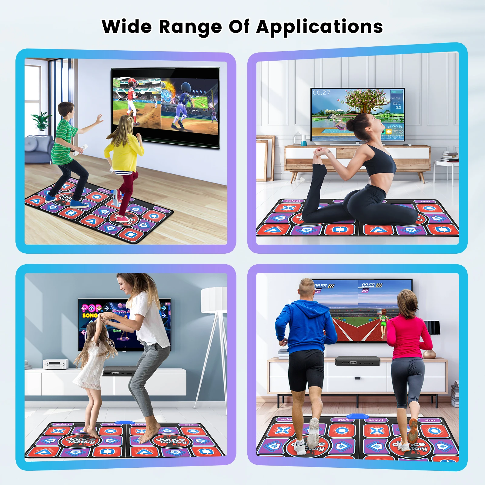 Imagem -05 - Double Users Dance Mat para Adultos e Crianças Motion Sensing Esporte Familiar Controlador sem Fio Antiderrapante Yoga Dancing Pad