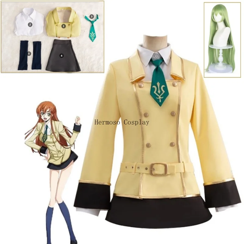 

Code Geass Kallen Cosplay Costume School Uniform Lelouch Of The Rebellion Kallen Stadtfeld C.C. Cosplay Costume Wig Campus Suit