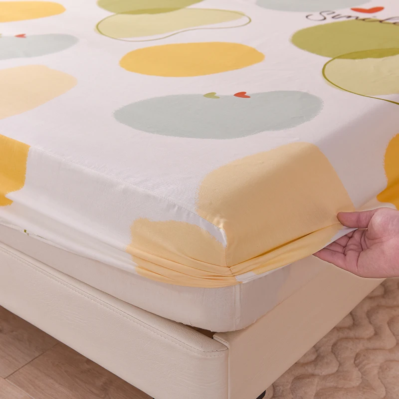 New Product 1pcs 100% Cotton Printing bed mattress set with four corners and elastic band sheets(pillowcases need order)