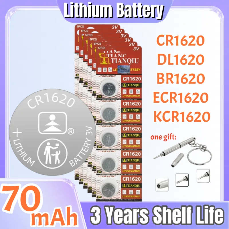 2-60PCS CR1620 3V Lithium-Batterie Hohe Kapazität 70mAh LM1620 BR1620 ECR1620 KCR1620 Knopfzellen Uhr spielzeug CR 1620 Batterien