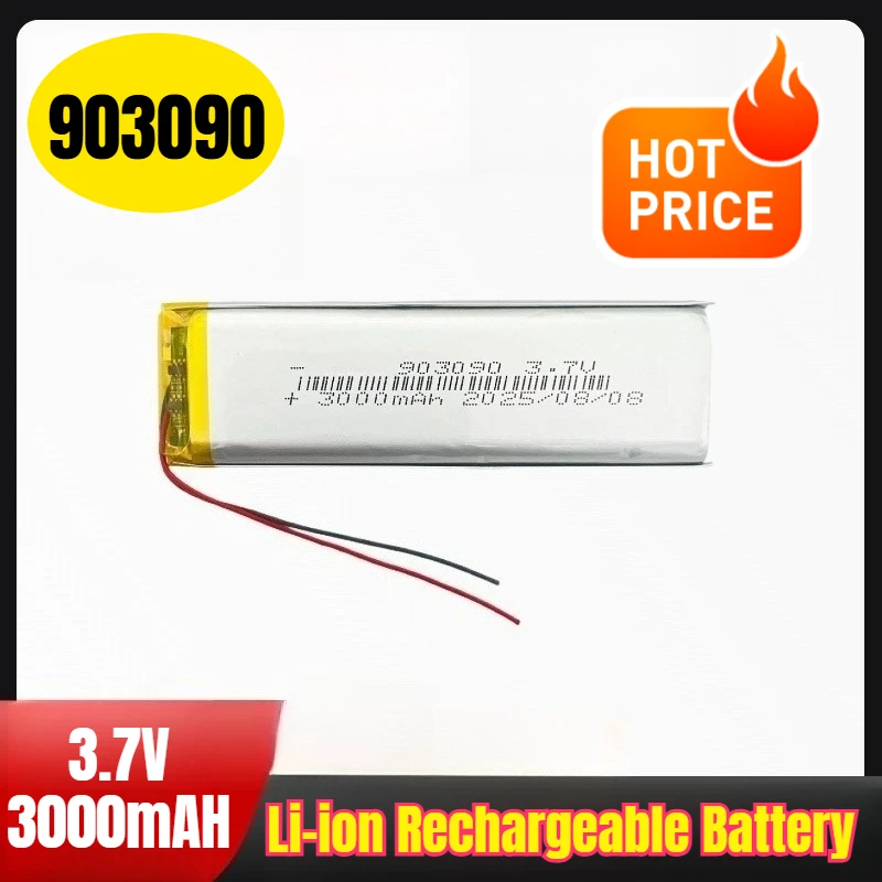 

903090 3.7V 3000mAH Li-ion Rechargeable Battery